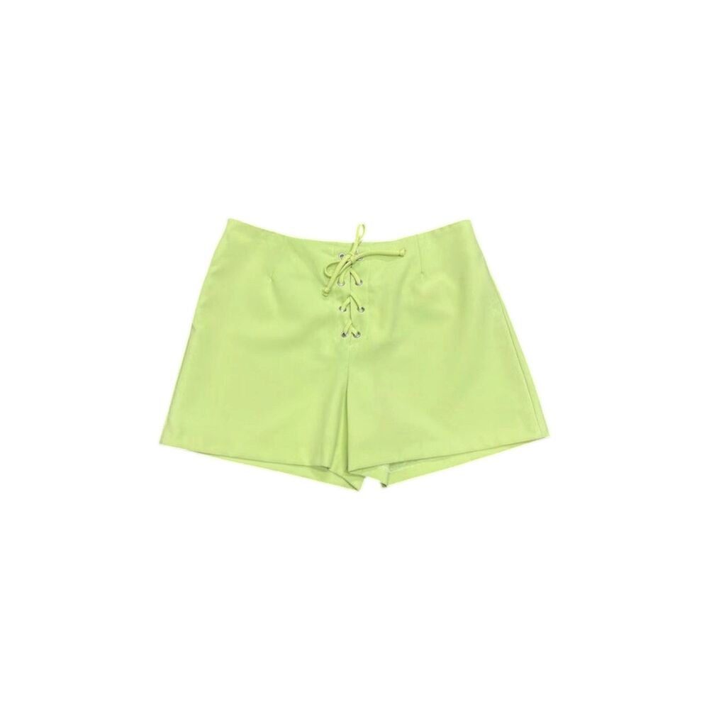 1990s pastel green lace up mini shorts made in USA size small